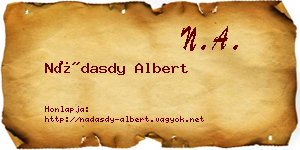 Nádasdy Albert névjegykártya